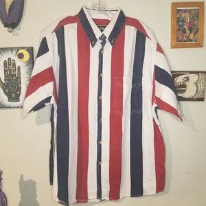 Vintage 90s Men's Striped Shirt 1X Great Condition